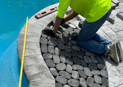 concrete stones in pool